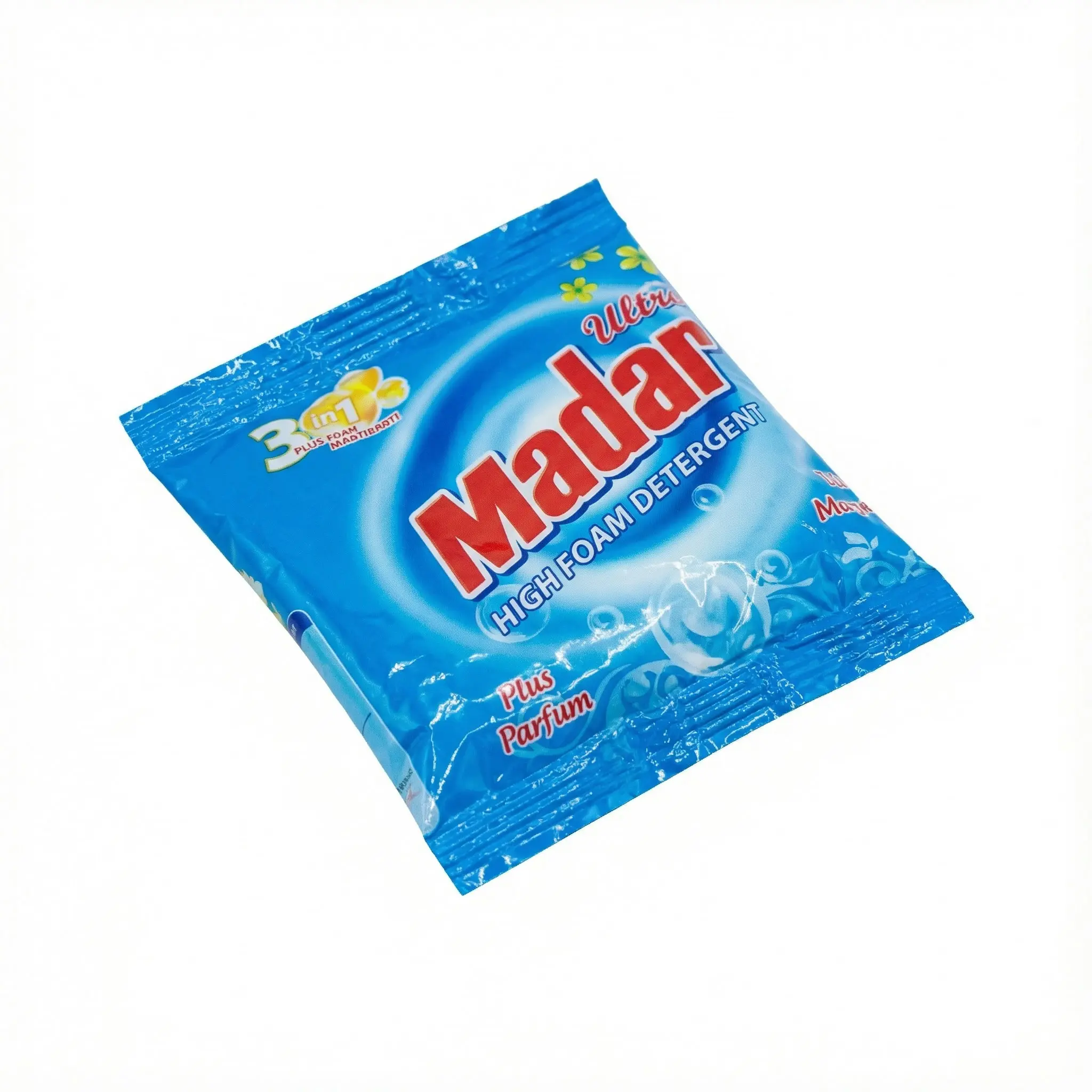 sachet poudre lessive madar vue dessus bleu citron